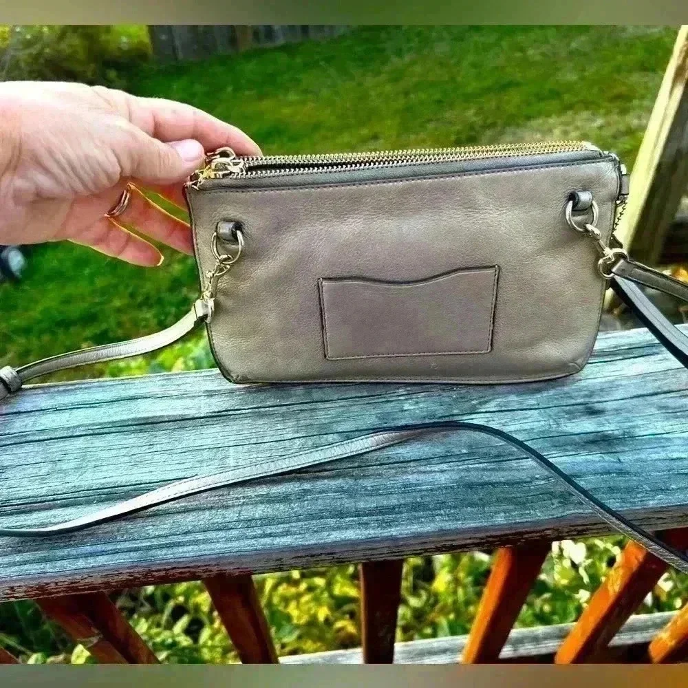 COACH Lyla Gray Pebbled Leather Crossbody Bag With Hangtag And Nickel Accents